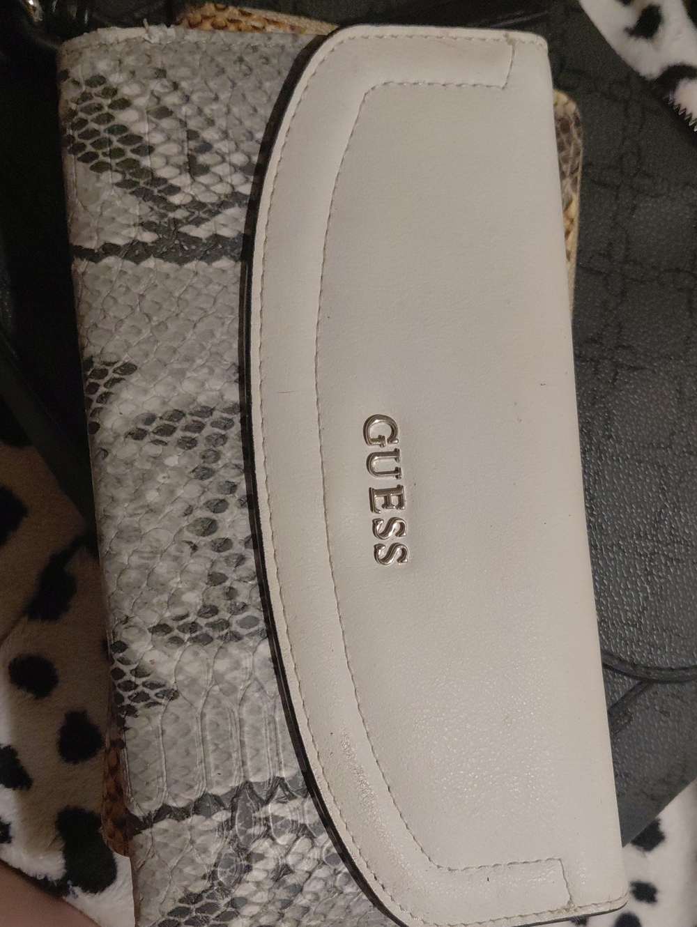 Guess White & Snakeskin-Print Bifold Wallet